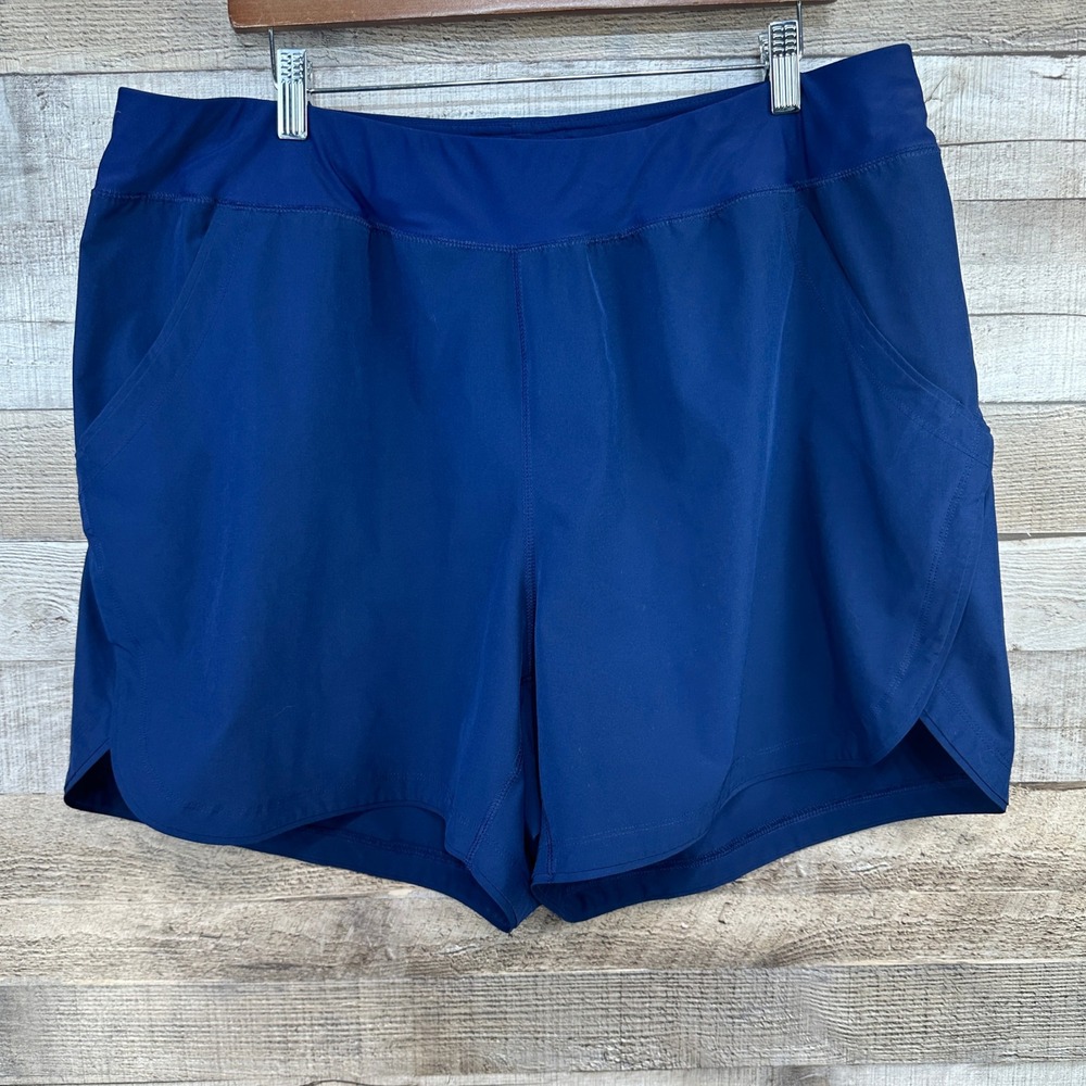 Lands End Womens Plus Size 20W Navy Blue Quick Dry Swim Shorts‎ Pocket